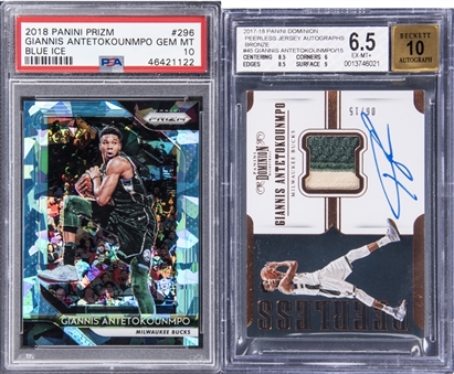 2017-18 Panini Giannis Antetokounmpo Signed & Numbered Graded Card Lot (2)